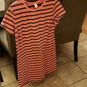 Coral and navy blue striped Old Navy dress